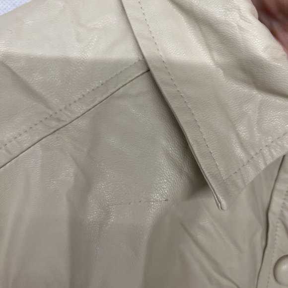 NEW Medium M The Frankie Shop Leandra Faux Leather Shirt In Beige Button Down - Picture 9 of 9